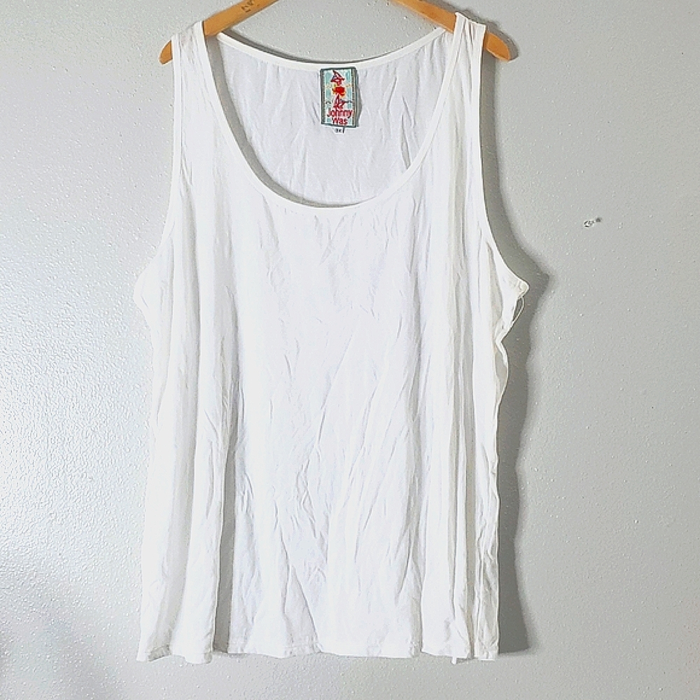 Johnny Was White Sleeveless Scoop Neck Tank Top